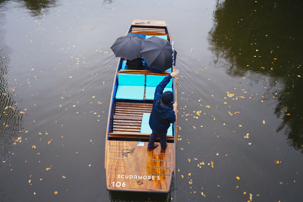 Punting in Cambridge in Winter