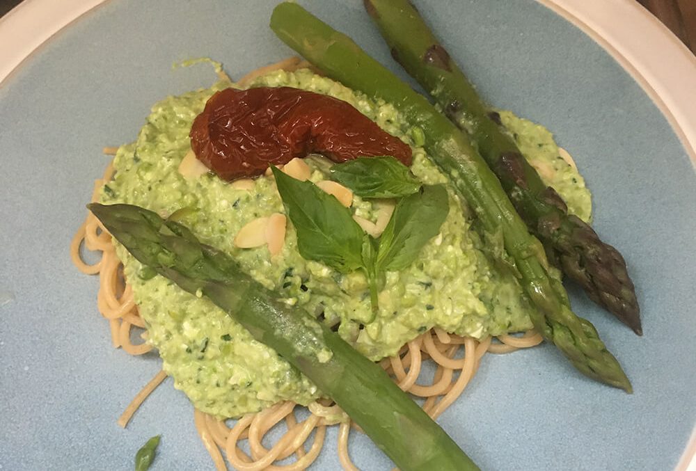 Spaghetti Pea Puree Asparagus