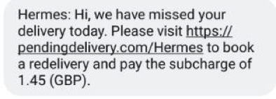 Undelivered Parcel Scams message