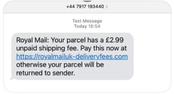 Undelivered Parcel Scams message